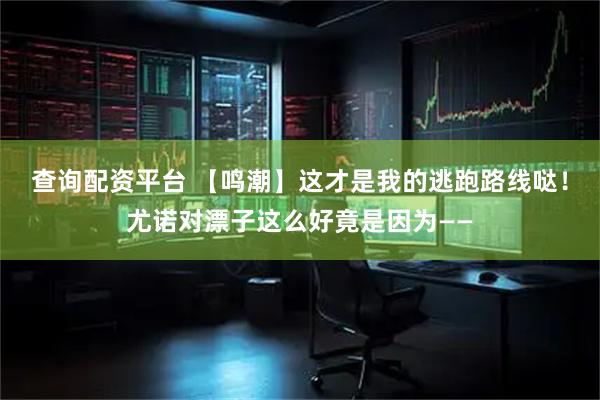 查询配资平台 【鸣潮】这才是我的逃跑路线哒！尤诺对漂子这么好竟是因为——